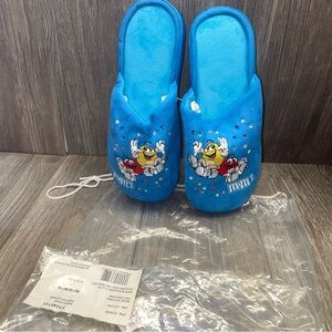 Vintage M & M Slippers W/Sequins Yellow & Red Candy/ Blue Slippers Size M 7-8